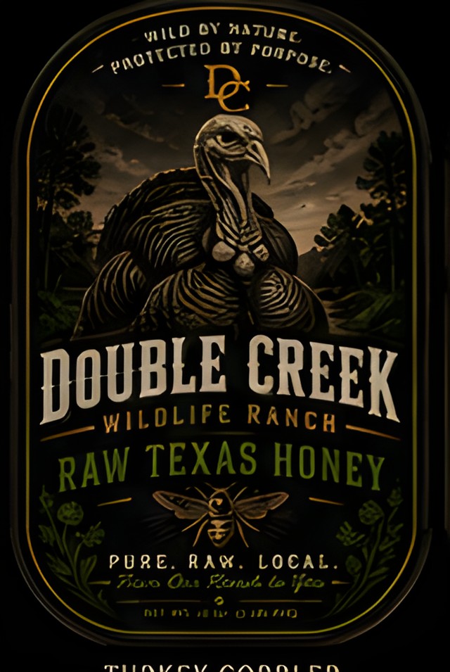 Turkey Gobbler raw Texas honey label